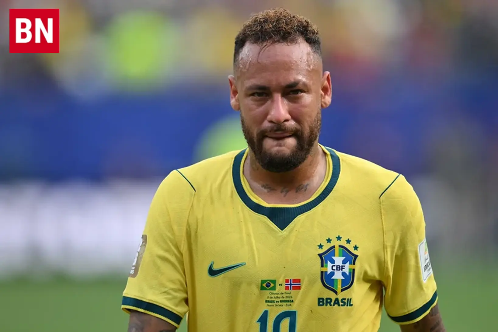 Neymar crying after Brazil defeat