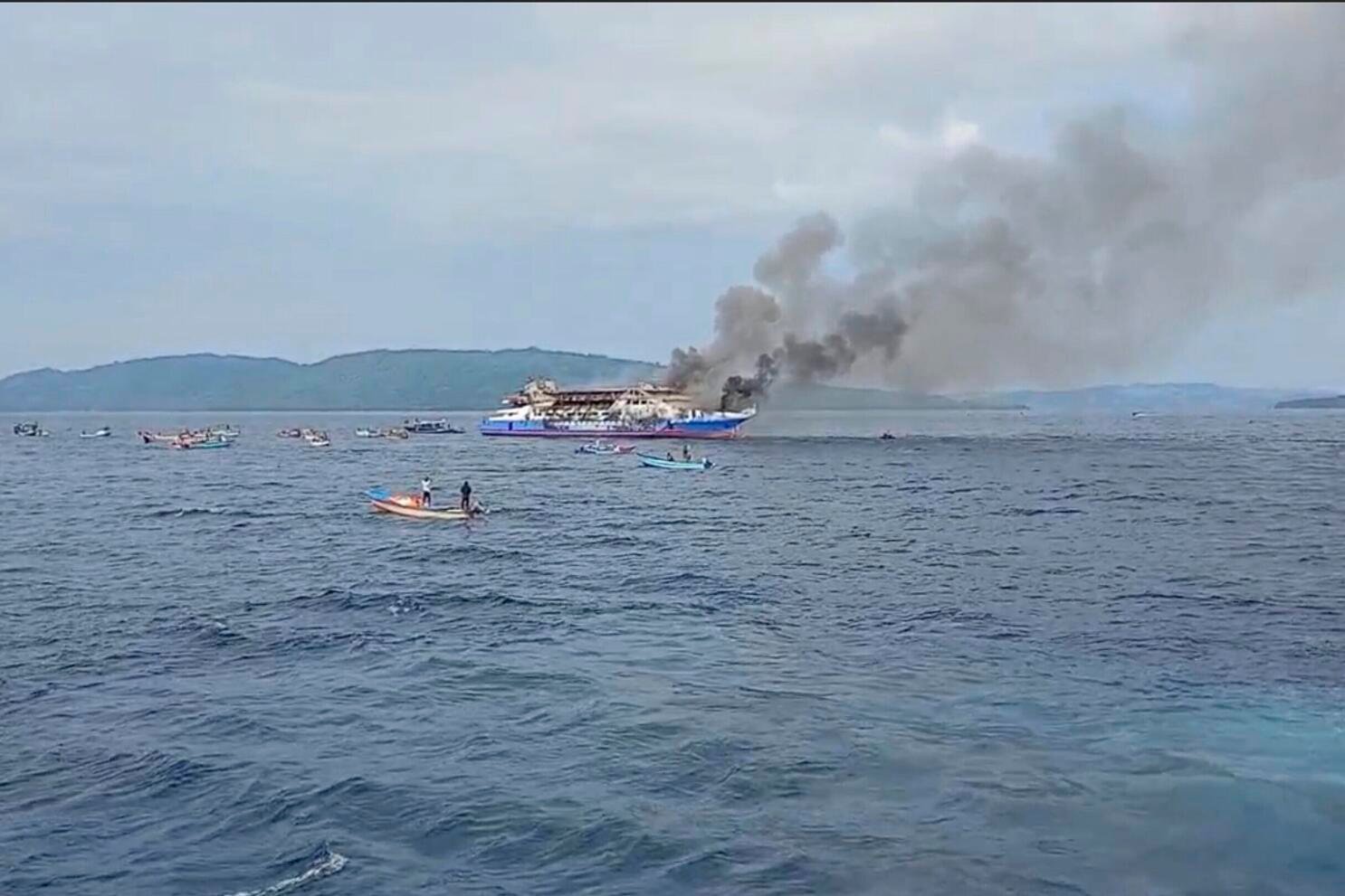 Bali ferry fire rescue